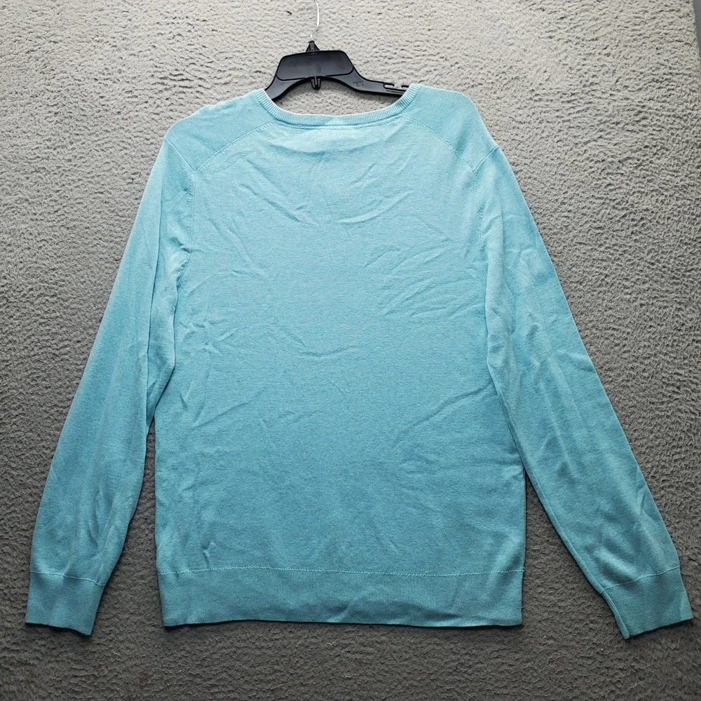 Calvin Klein Sweater Mens XL Blue Soft Knit Modal Blend Relaxed V-Neck Pullover‎